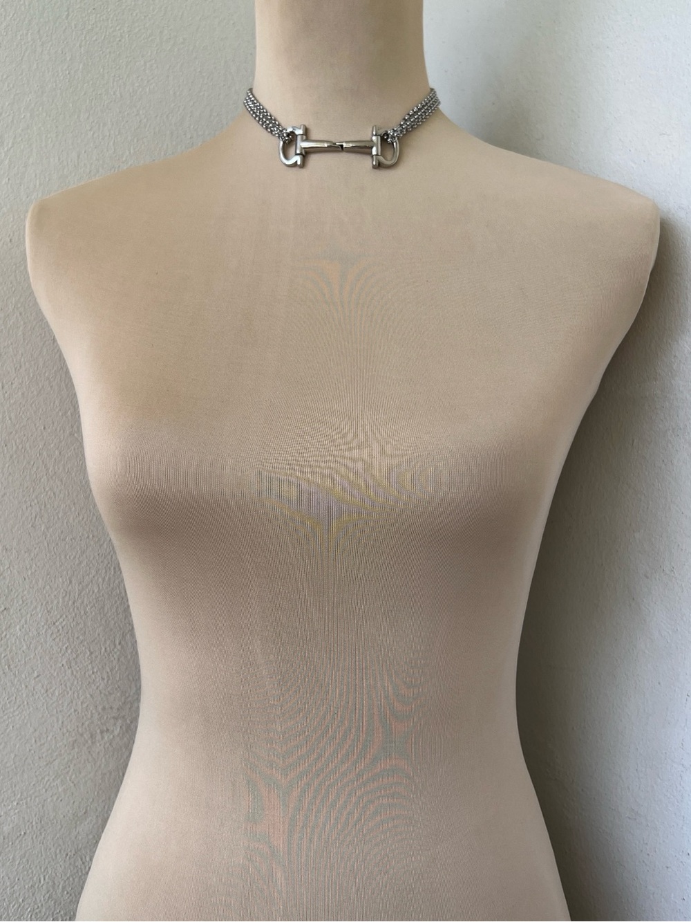 Custom Ferragamo Horsebit Hardware Necklace | Silver Multi-strand Chain 14-16” - Picture 3 of 9